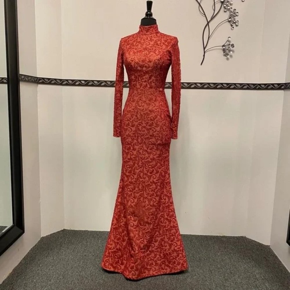 Portia and Scarlett Lace Glittery Long Sleeve Detachable Overskirt Dress - Picture 9 of 13
